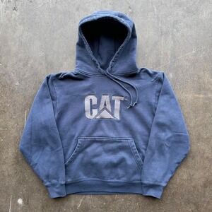 Men's CAT Caterpillar Navy Heavy Weight Hoodie Size Medium